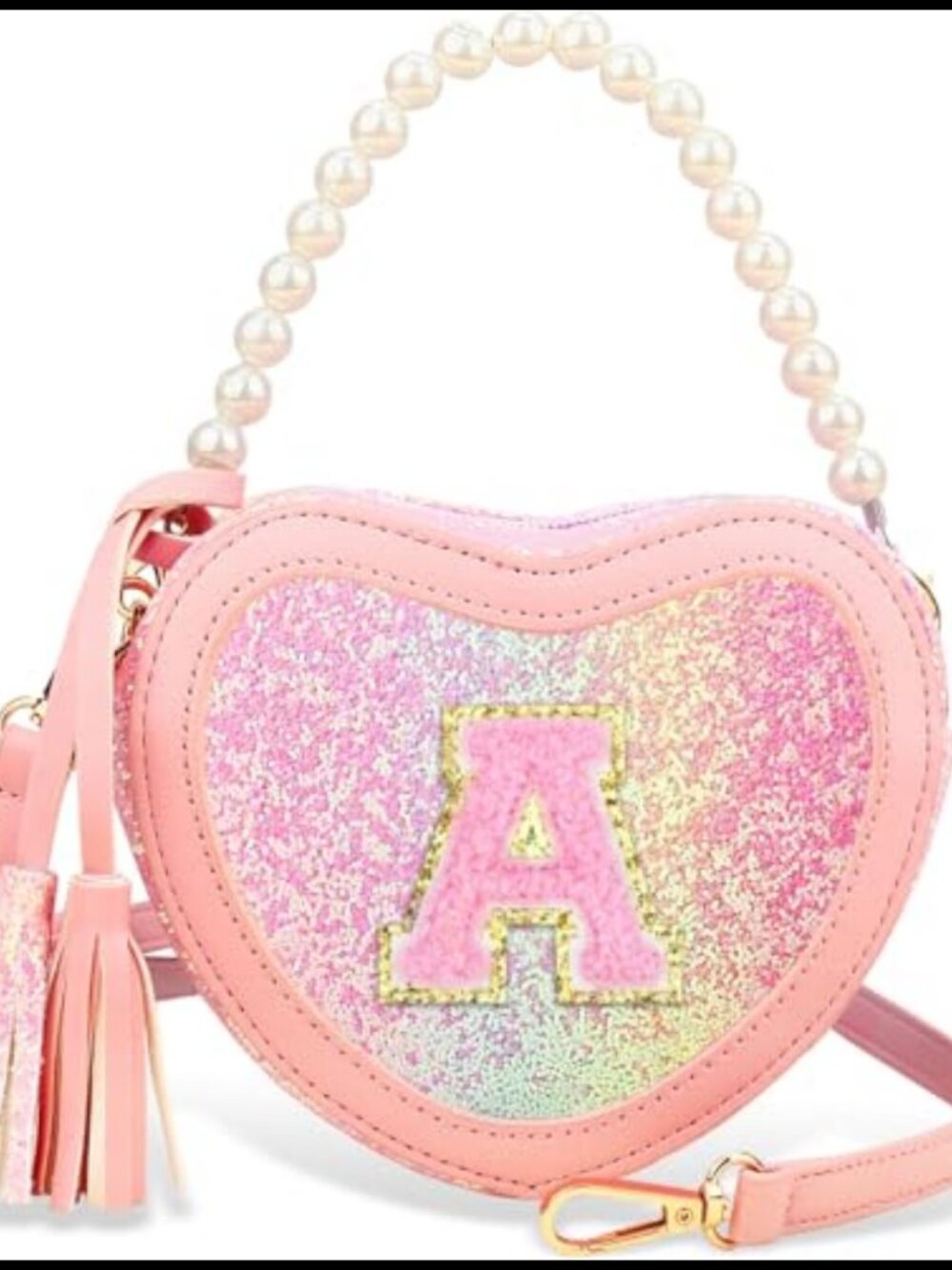 Heart Princess Purse Girls Crossbody Bag Adjustable Strap Zipper Closure Sling